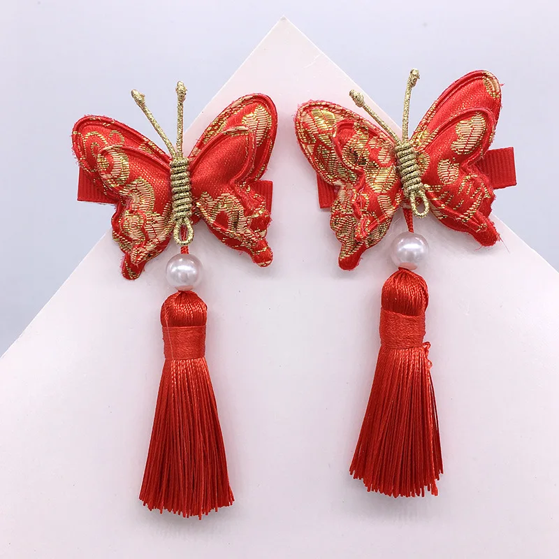 Детская шпилька для волос с бабочкой и кисточкой |