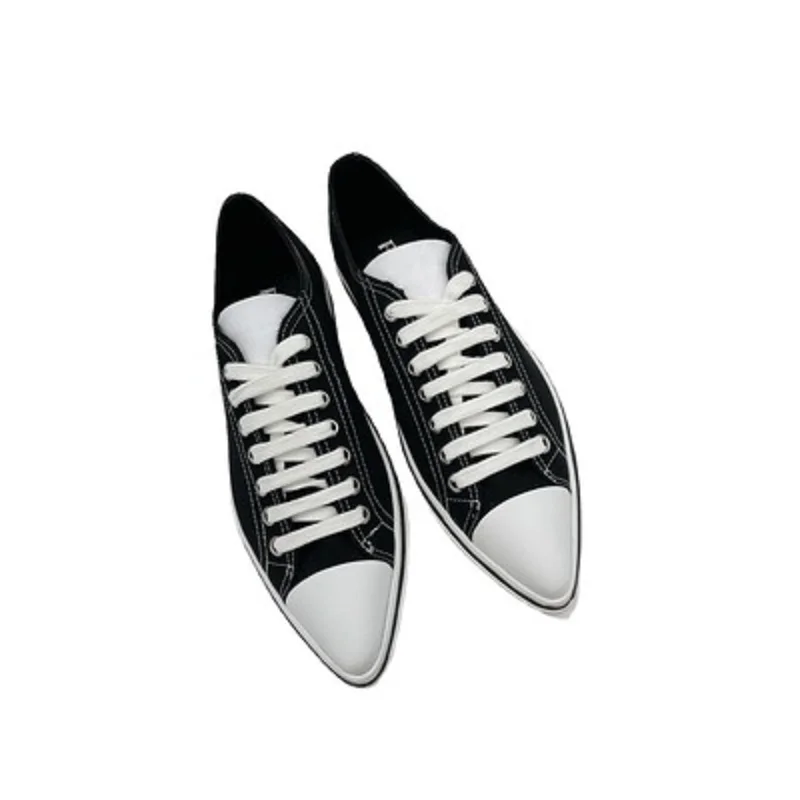 

2021 Pujia Summer New Pointed Toe Strap Shallow Mouth Flat Bottom Fashion All-match Casual Canvas Shoes Women