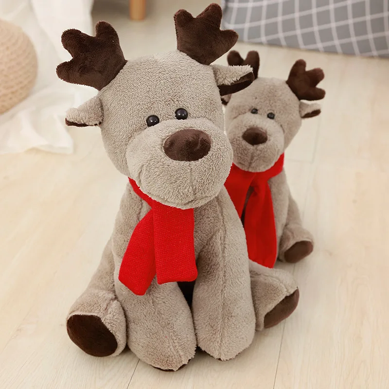 

Creative Cute Red Scarf Elk Plush Stuffed Doll Christmas Gift Children's Toy Desktop Home Festival Decoration Photo Props