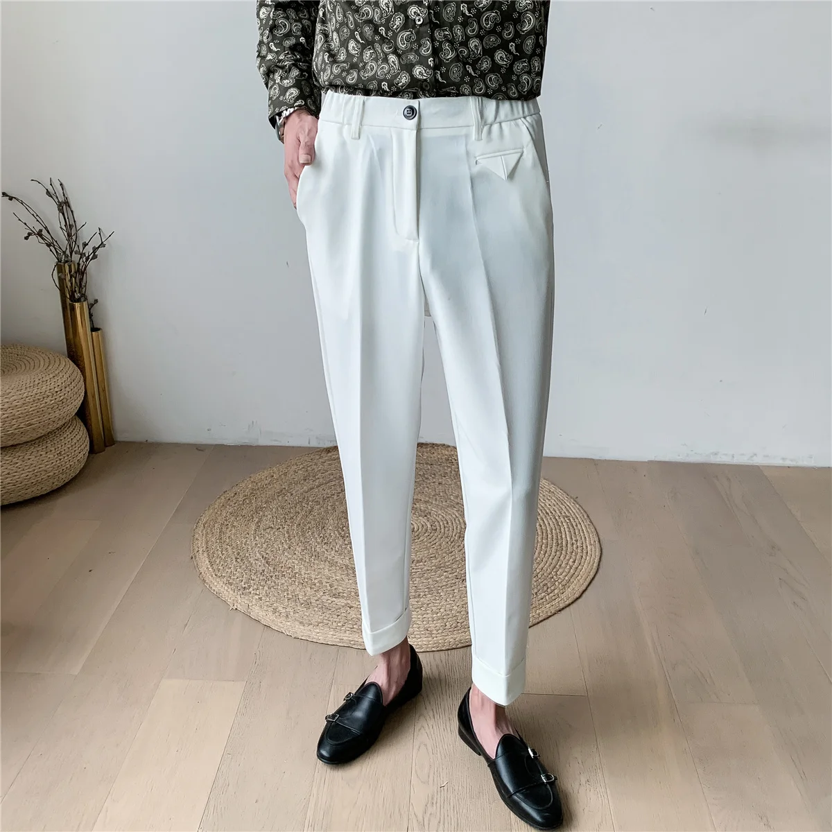 

6 Color New Mens Formal Pants Pantalon Costume Trousers Slim Fit Casual Autumn 2021 British Pants Trend Mens Dress Pants Khaki