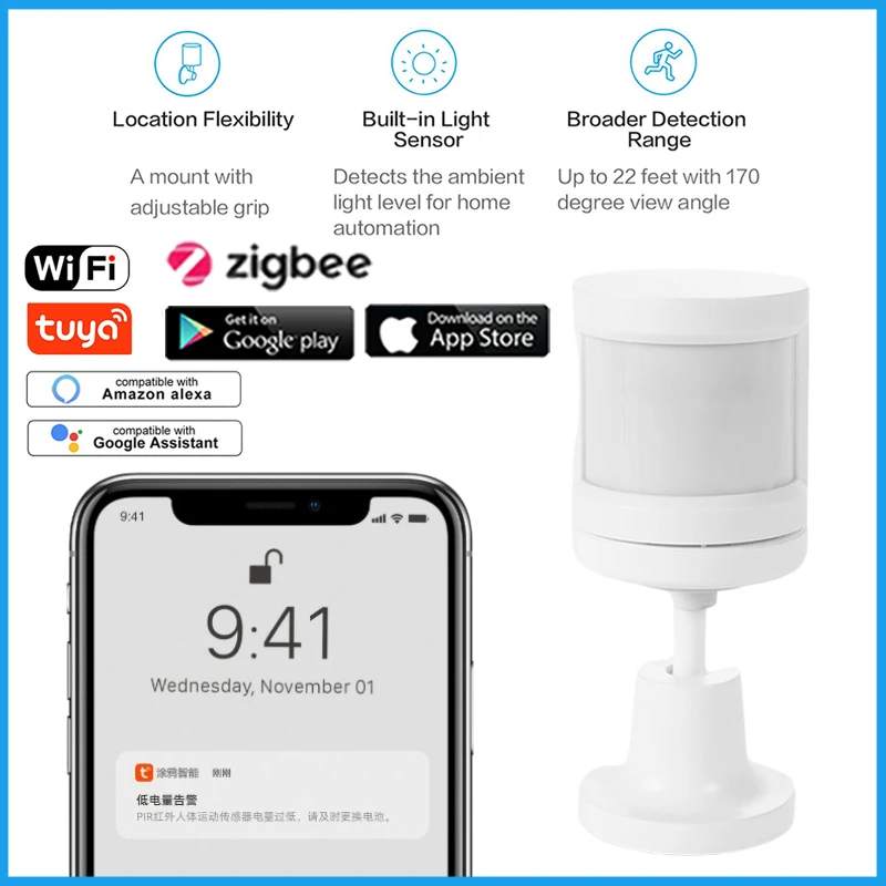 

1/2/3Pcs 360-Rotating Smart Body Movement PIR Motion Sensor ZigBee Wireless Sensor Low-power Pyroelectric Infrared Sensor