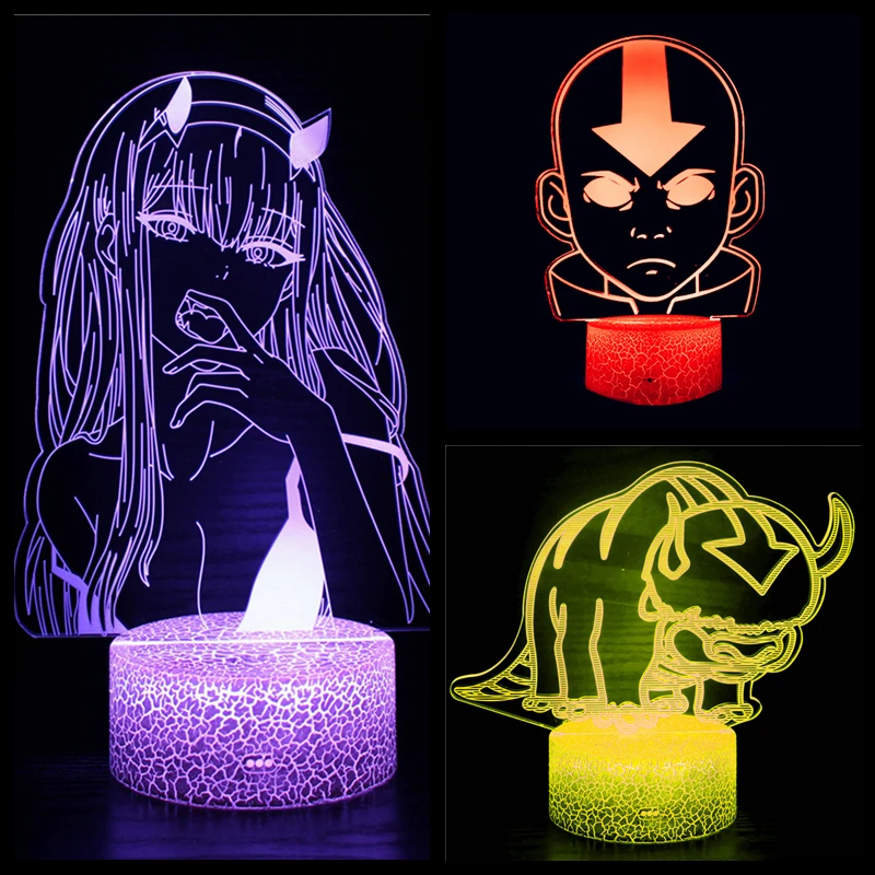 

Acrylic 3d lamp avatar incarnation of the last Qizong night light children's room decoration Aang Appa figure table night light