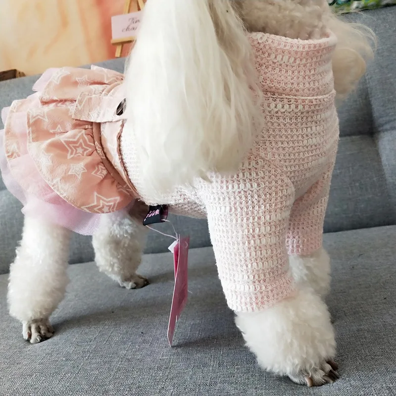 Платье для питомца собаки осень зима комбинезон звезды сетчатые Юбки