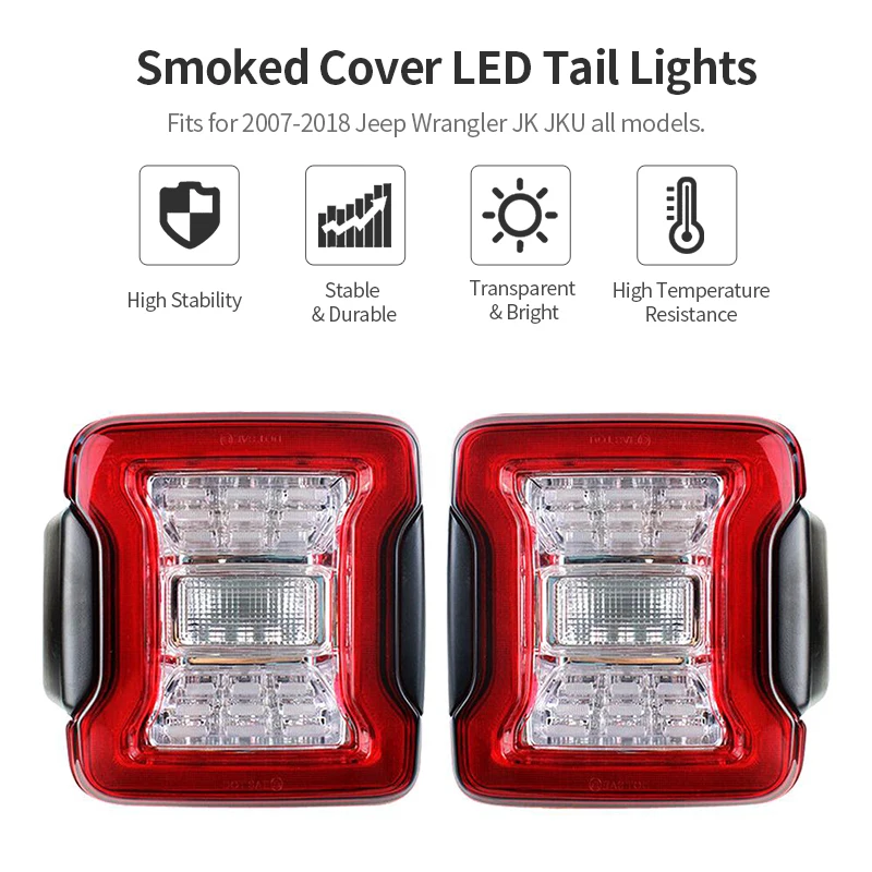Для 2007-2018 Jeep Wrangler JK Look Cover/Red светильник Tail s W/тормозной фонарь заднего хода |