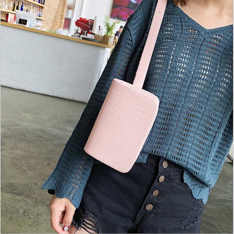 

HOT Waist Bag Korean Female Bag Crocodile Pattern Small Square Bag Simple Versatile Messenger Shoulder Bag Chest Bag