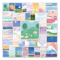 50pcs landscape oil painting stickers for notebooks stationery scrapbook aesthetic sticker scrapbooking material craft supplies
