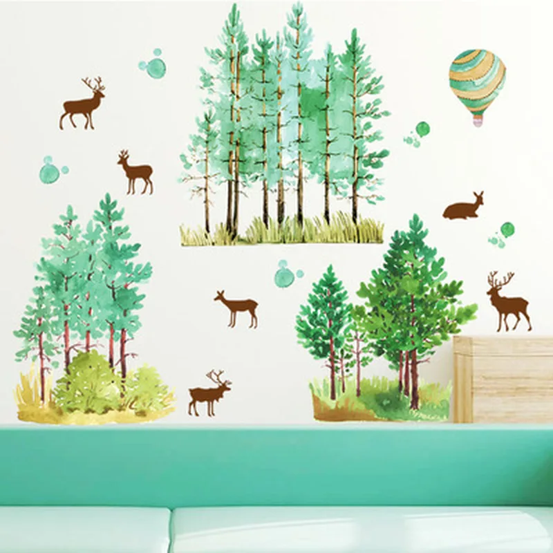 

Скандинавский лес Лось наклейки на стену Дерево гостиная спальня декор ТВ фон наклейки на стену растения съемный домашний декор