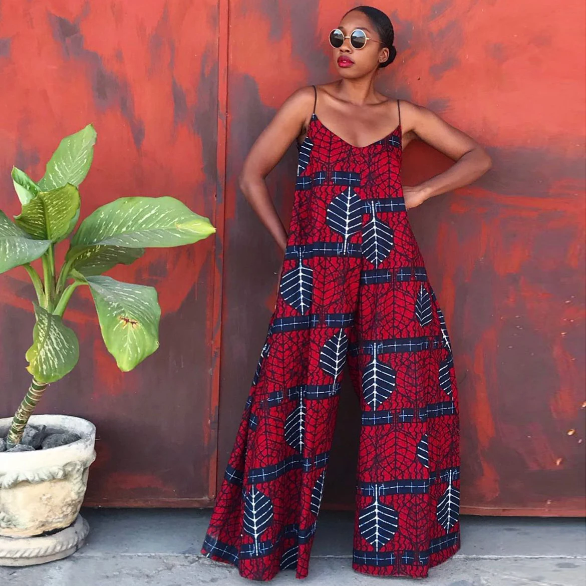 

Fashion Wax Hollandais Africain 2021 High Quality Party Gown Ethnic V-Neck Jumpsuits Robe Wax Nigerian Clothes