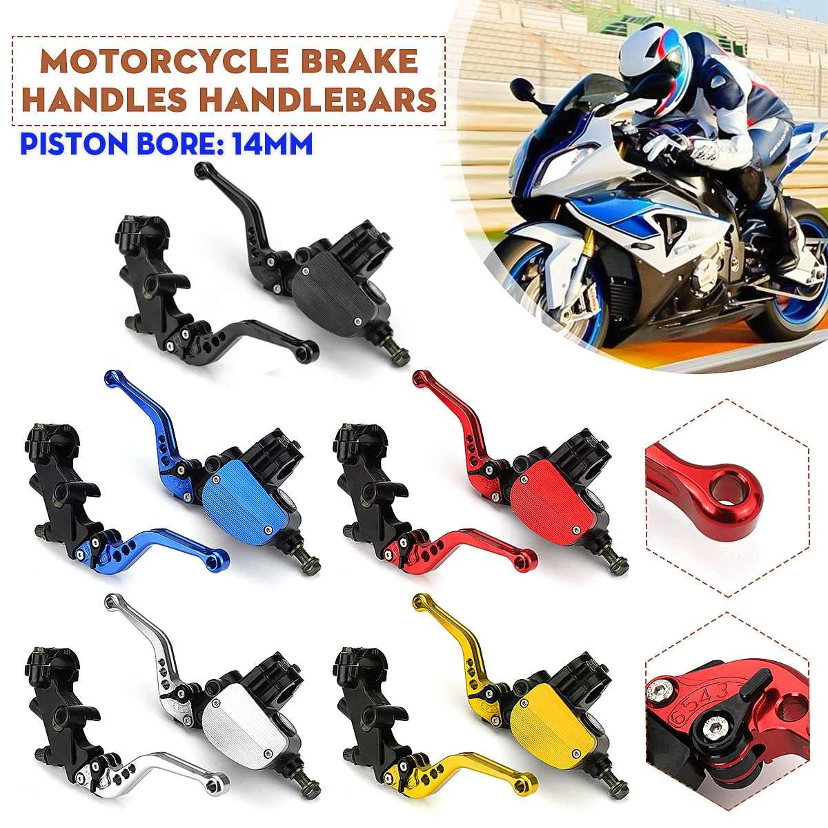 

Universal 7/8" 22mm Motorcycle Brake Clutch Pump Master Cylinder Fluid Reservoir Levers 14mm Piston For Honda/Yamaha/Suzuki