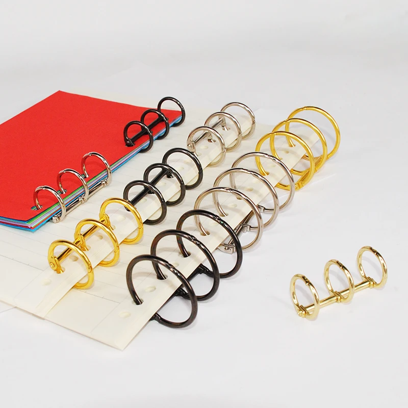 DIY Metal Binder Rings Notebook Circle Binding Clip Loose Leaf Book Hinged Photo Album 3 Desk Calender | Канцтовары для офиса и