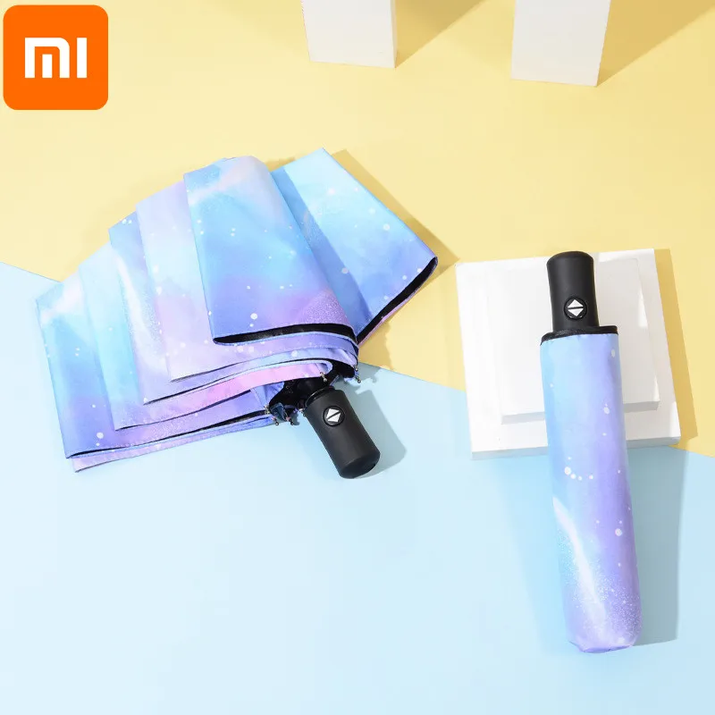 

For Xiaomi Automatic Folding Umbrella Women's Three-folding Umbrella Windproof Starry Sky Color Creative Sun Parasol
