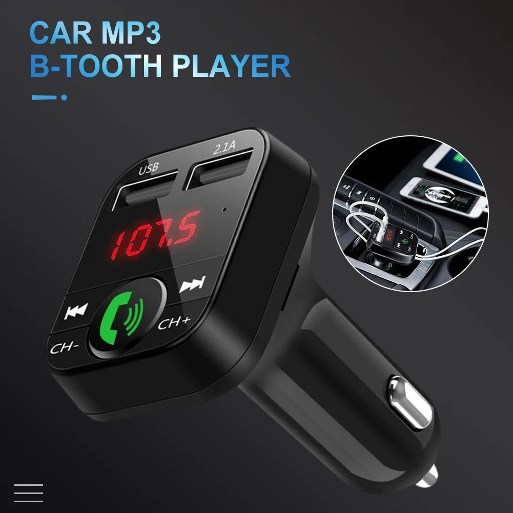 

Car FM Transmitter Wireless FM Radio Bluetooth-Compatible Wireless MP3 Player 5V Dual USB Charger With Mic Hands-free Calling
