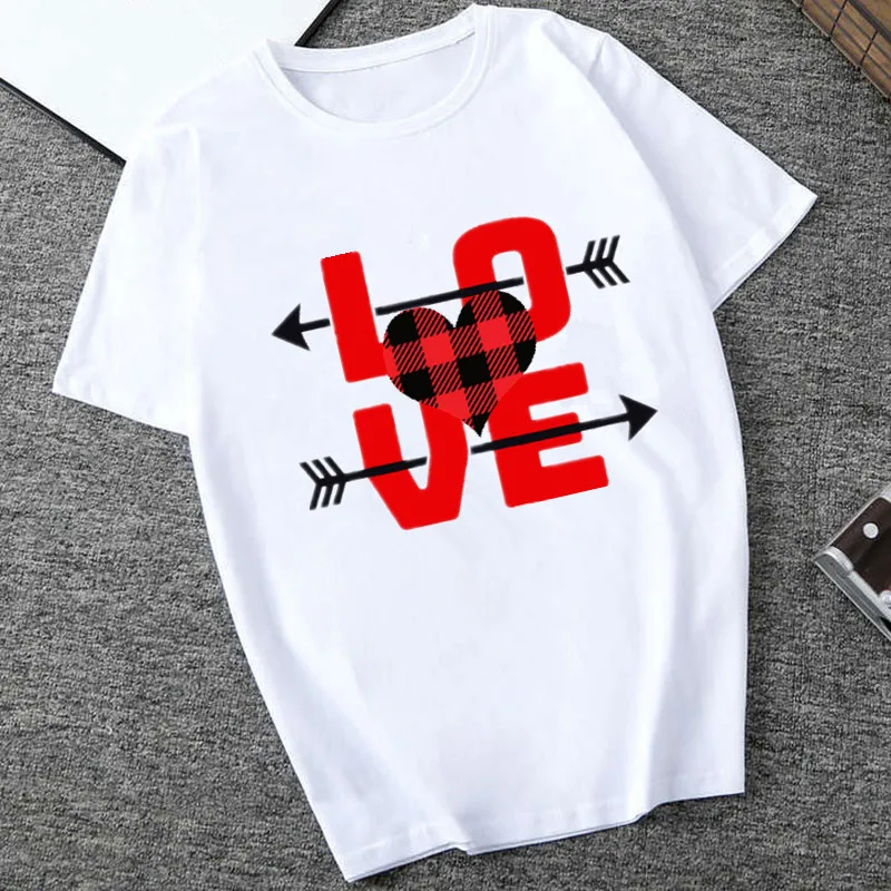 Футболка женская повседневная с принтом сердец топ коротким рукавом в стиле