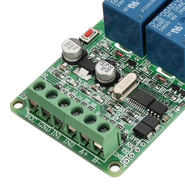 Modbus-rtu 2-полосный релейный модуль Выход 2 входной канал переключатель ttl/RS485