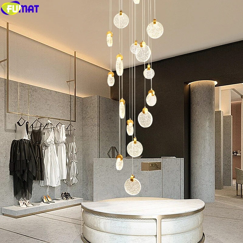 vender Fumat Moedas De Ouro Dinheiro Vacas Chandeies Grande Longo Altura Luz Teto Bolhas Cristal Espiral Gota Da Escada Chuva Villa Luxo Moderno