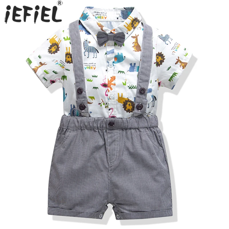 

Baby Boy Clothes Summer Gentleman Birthday Formal Suits Newborn Party Cotton Bowtie Romper+Belt Pants Infant Toddler Tuxedo Sets