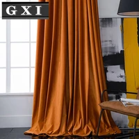 gxi luxury velvet curtain for living room solid texture fabric insulation window drapes shade bedroom hotel curtain cortinas