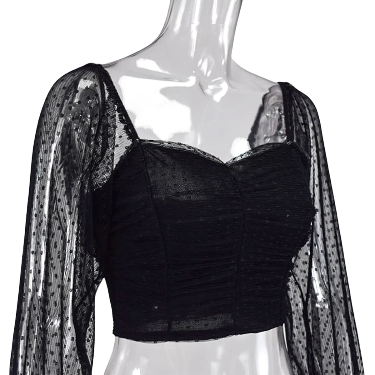 

2020 New Summer Women Blouse See through Long Sleeve Crop Tops Sexy Ladies Strapless Blouses Party Streetwear