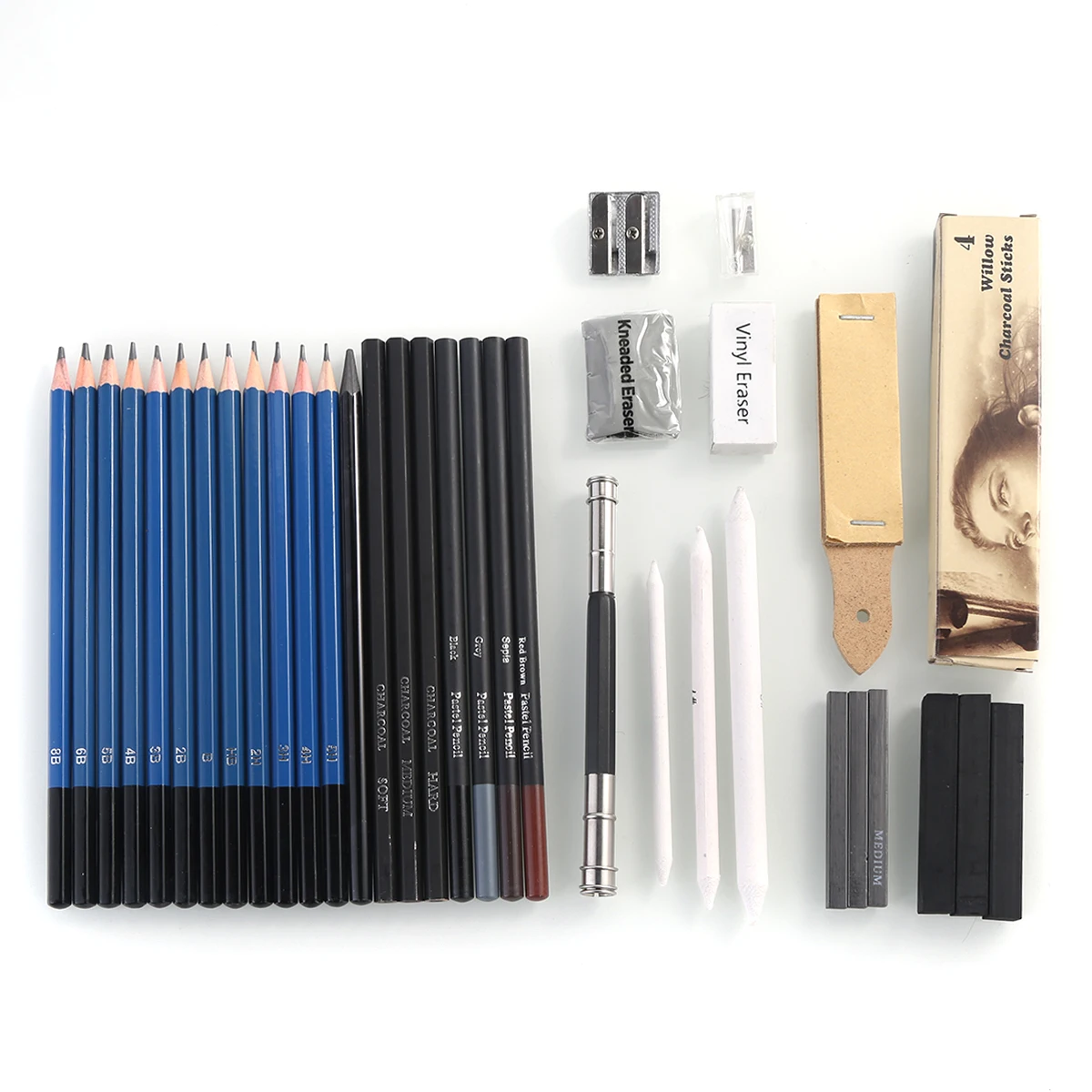 

40pcs/Set Graphite Sketch Pencils Set Complete Drawing Kit Includes Charcoals Pastels And Zippered Carry Case