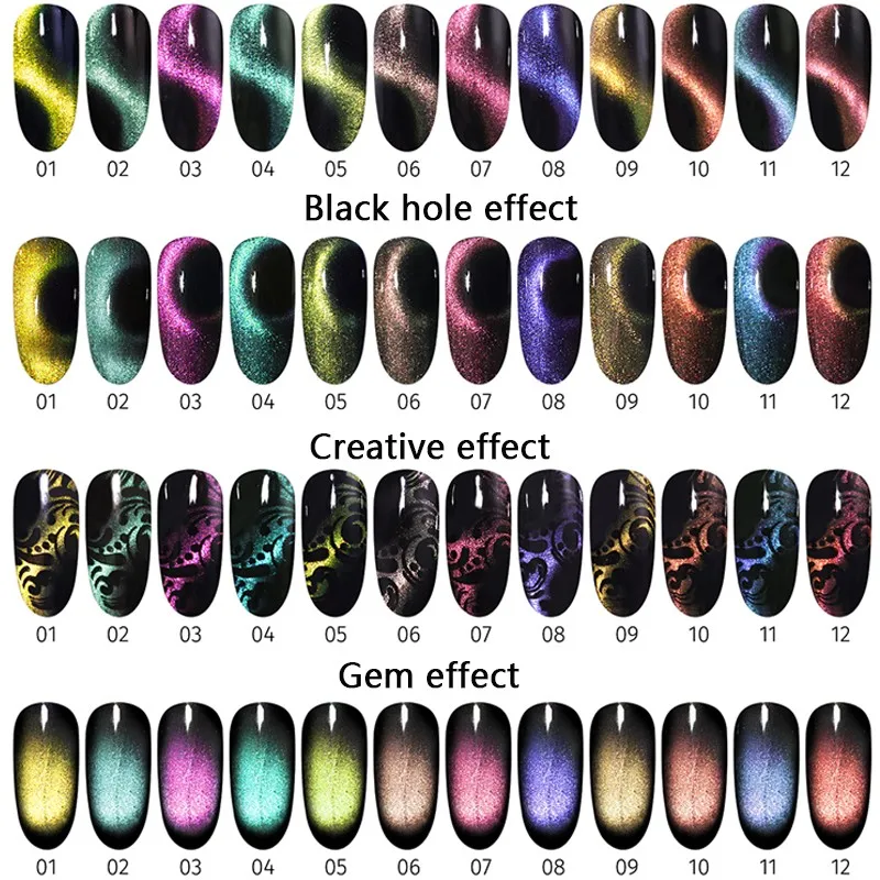 Ruhoya 5D Cat Eye Nail Gel Polish 8ml Magnetic Soak Off UV Varnish gem Art | Красота и здоровье
