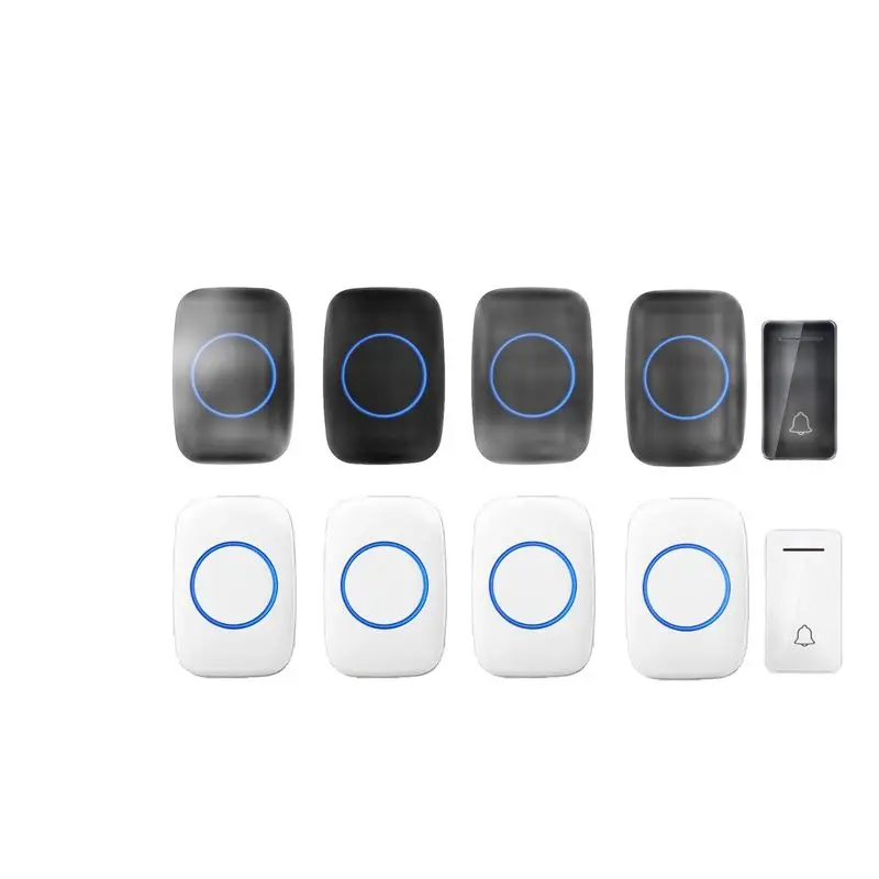 

Wireless Door Bell Set With 4 Rings + 1 Emitter Free of Battery Cordless Doorbell IP44 200 Meters Chime By 110-240V SOS Button