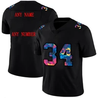 men customized maillot rugby rainbow version american football jersey mahomes elliott mahomes futebol de americano black white