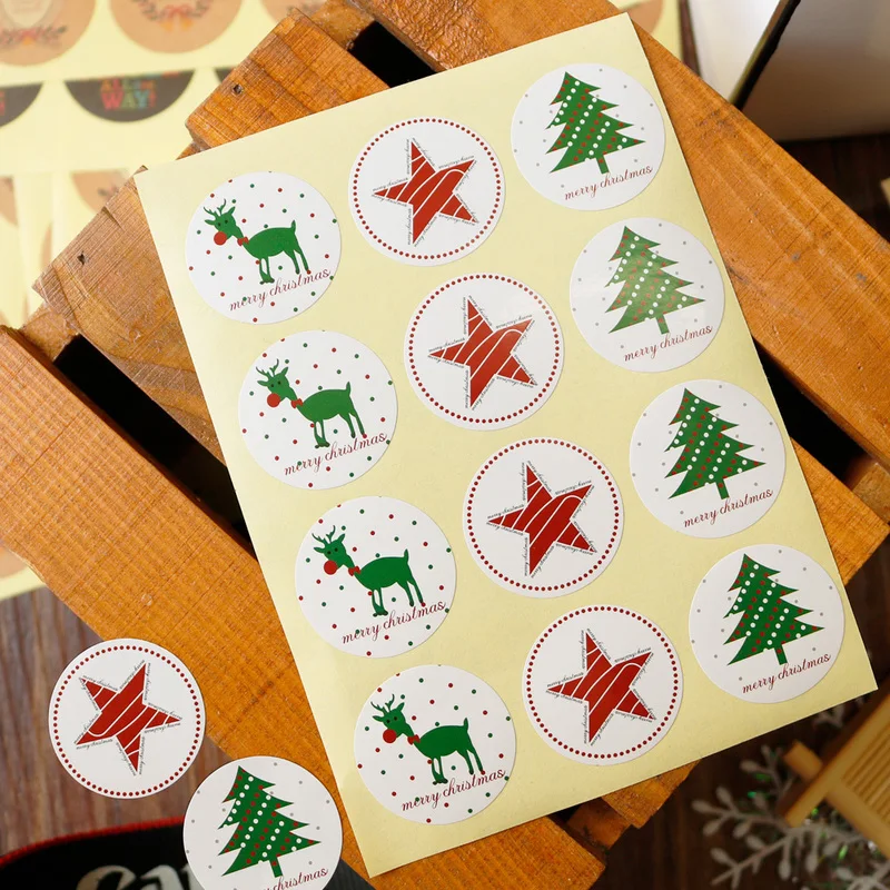 108 шт Рождественская елка печать наклейка Merry Christmas Олень Лось звезда бумажная наклейка s самоклеющаяся бумажная этикетка выпечка в подарок наклейка s