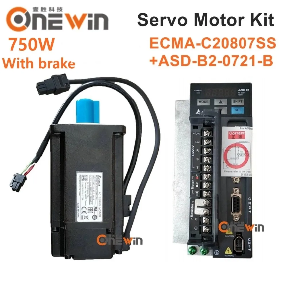 

new and original 750W 220V AC servo motor driver kit with brake 2.39NM 3000rpm 17bit ASD-B2-0721-B + ECMA-C20807SS with 3m cable