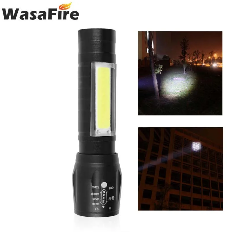 Портативный светодиодный мини фонарик Wasafire XPE Q5 + COB 2000 лм USB перезаряжаемая