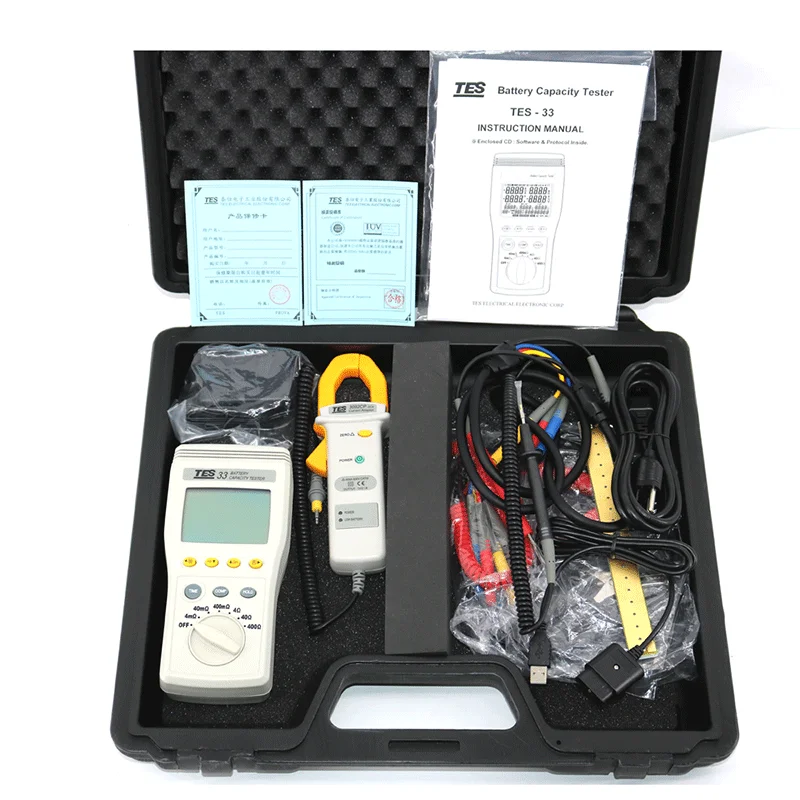 

TES-33 Battery Capacity Tester Battery DCA/DCV/Capacity/Resistance/Temperature with USB Datalogge