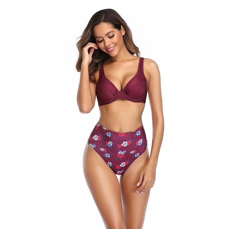 K8356 раздельный купальник женский взрослый спандекс полиэстер Новинка Высокая