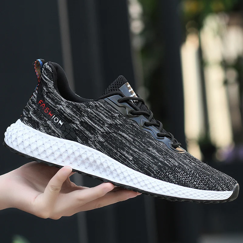 

2020 knitting skater sneakers-for-men shoe sports masculino casuales informales sapatos comfortable shoes Fashion Light solid