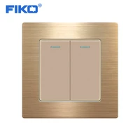fiko euuk 250v 16a light switch 2gang 123 way stainless steel brushed panel metal plating edge86mm86mm