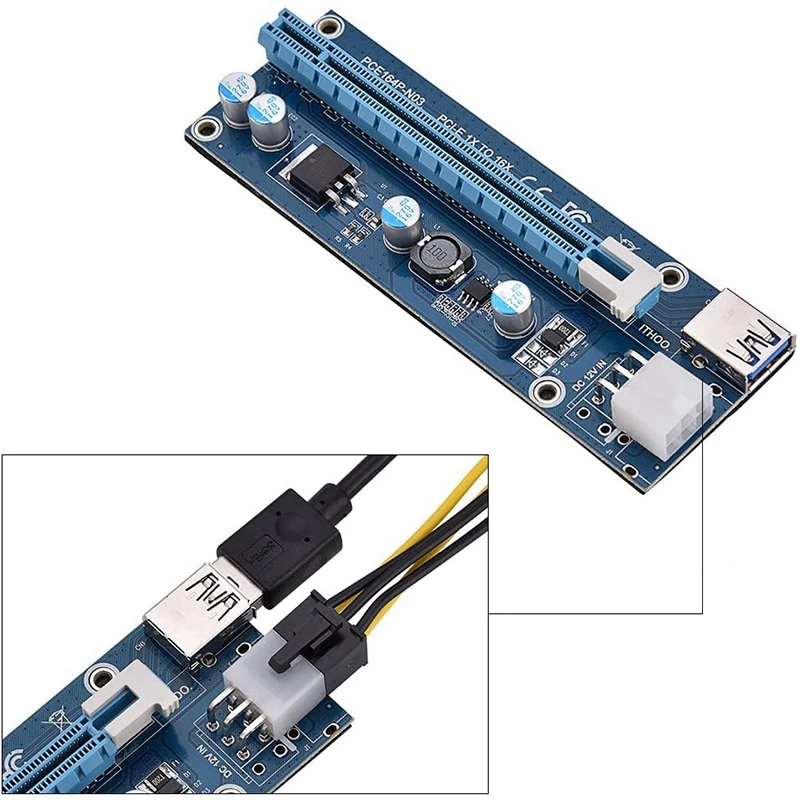 Переходник PCI E 1X к 16X с кабелем питания MOLEX на SATA адаптер переходника шнура GPU