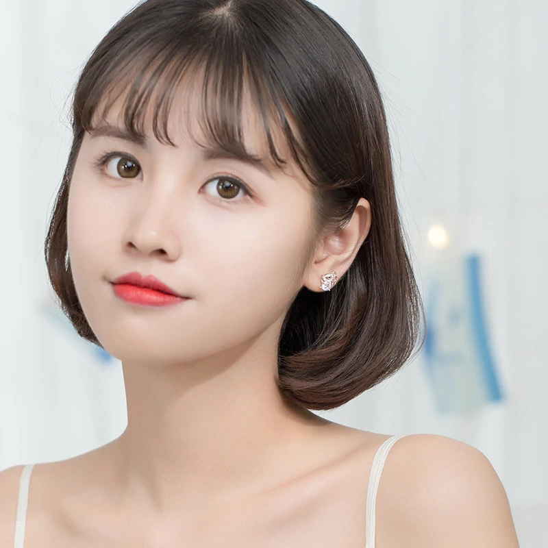 Modian Real 925 Sterling Silver Cubic Zircon Cute Mouse Stud Earrings for Women Fashion Animal Ear Pin Fine Jewelry 2020 New | Украшения и