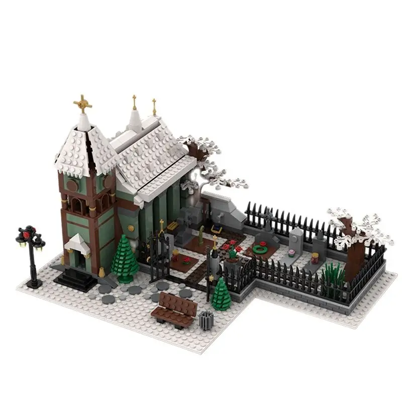 

MOC Christmas Winter Village Building Blocks House Bricks Model City Train Santa's Sleigh Reindeer Sets Toys For Kids Gifts