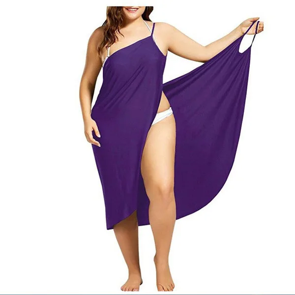 

5XL Women Sexy Beach V-Neck Sling Dress 2020 Summer Towel Backless Swimwear Cover Up Wrap Robe Female Tropical Dresses Plus Size