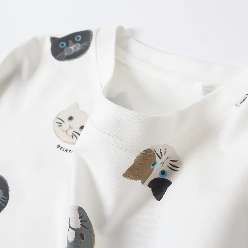 2021 Spring New Cartoon Loose Size Round Neck Nightdress Knitted Cotton Long Sleeve Long Skirt Household Clothes Can Be Worn Out