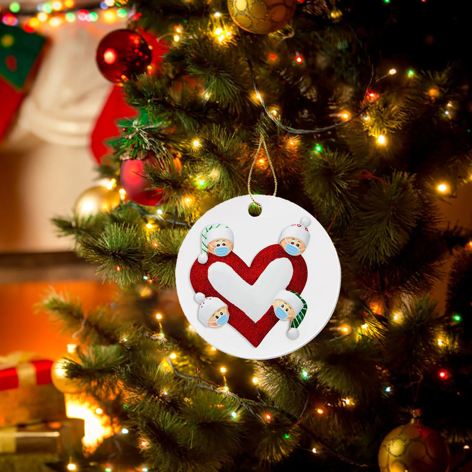 

2020 Christmas Tree Ornaments Heart Shape Hanging Pendants Festival Decoration For Home New Year Gift Product Personalized Natal