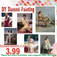 diamond painting figure cross stitch beautiful girl on chair customizable wall art for bedroom and living room decor