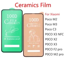 50Pcs\Lot  Full Cover Soft Ceramic Tempered Glass For Xiaomi Poco M2 M3 C3 X2 X3 F2 Pro Screen Protector Film For P0CO X3 NFC