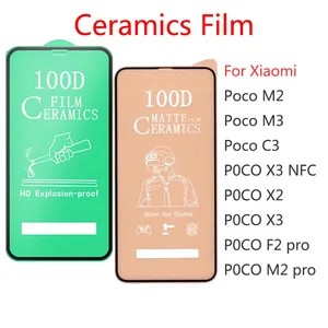 50pcslot full cover soft ceramic tempered glass for xiaomi poco m2 m3 c3 x2 x3 f2 pro screen protector film for p0co x3 nfc free global shipping