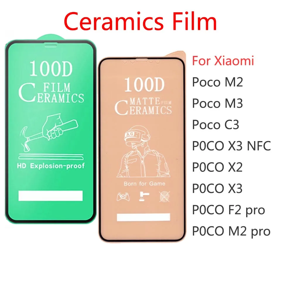 Мягкое керамическое закаленное стекло с полным покрытием для Xiaomi Poco M2 M3 C3 X2 X3 F2 Pro