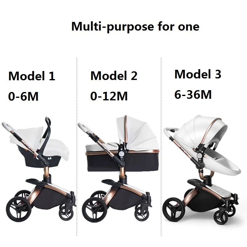 

Babyfond 3 In 1 Baby Stroller Folding Two-Way Push Luxury High Landscape Baby Carriage With Comfortable Car Seat Trolley