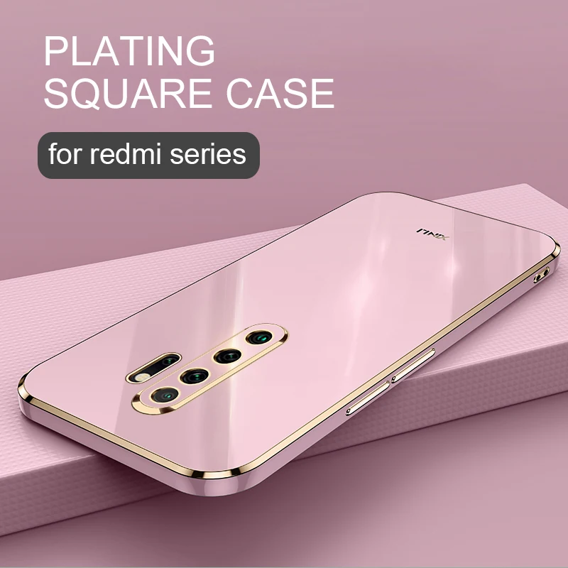

Luxury Plating Square Phone Case On For Xiaomi Redmi Note 8 2021 9 Pro 9s S 8pro 9pro Note8 Note9 9T 9A 9AT 8T Silicone Cover