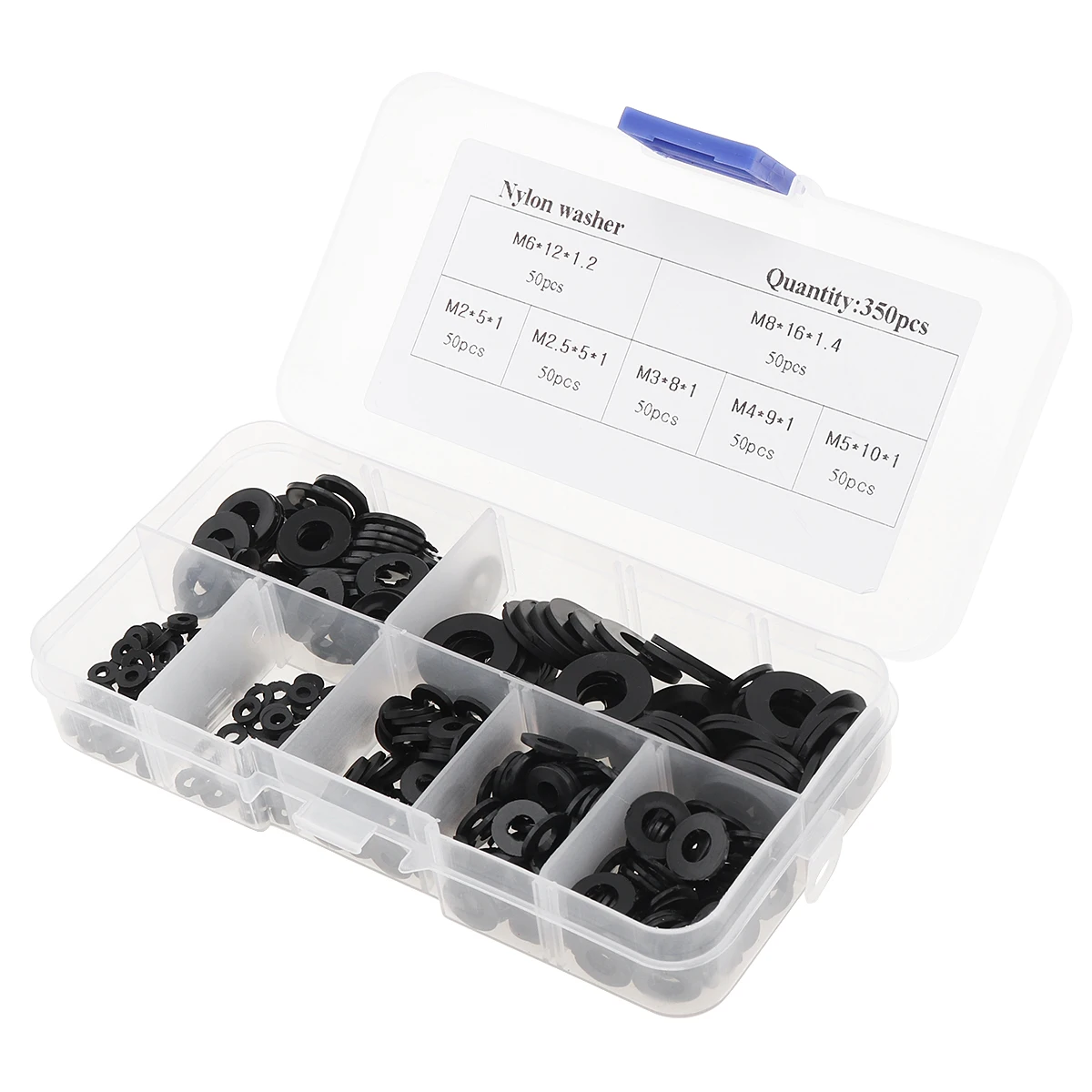 Новый черный 350 шт./компл. нейлоновая Плоская Круглая Пластиковая Шайба с M2 M2.5 M3 M4