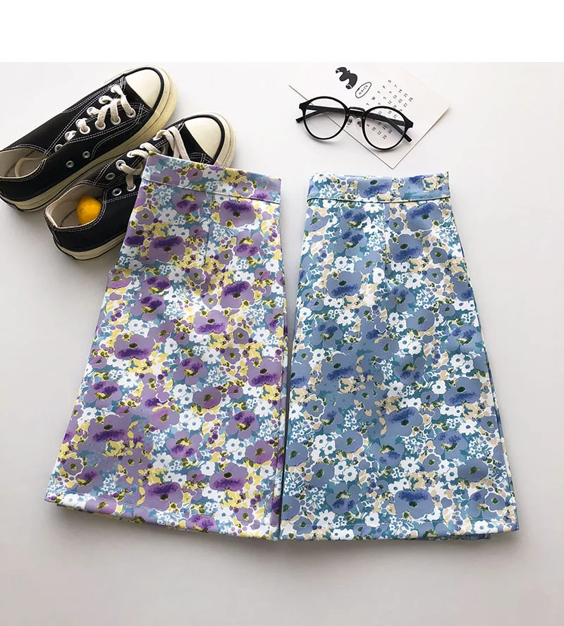 

Короткая юбка с антибликовым покрытием, летняя трапециевидная юбка с завышенной талией и цветочным принтом в стиле ретро
