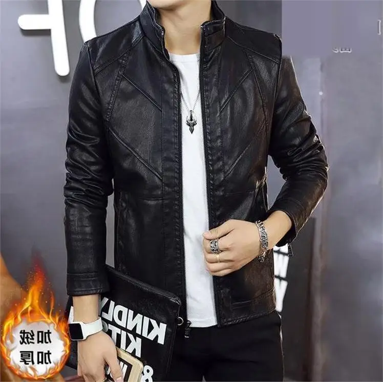

OLOEY 2019 autumn outfit male youth favors a motorcycle leather PU leather jacket cultivate one's morality
