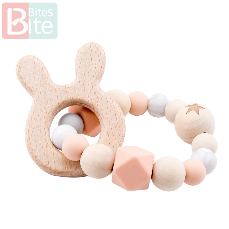Rabblt Bracelet Прикусите укусы соски клип 1 шт. детский силиконовый Прорезыватель бука деревянные зажимы для пустышки успокоительная соска зажимы детское Кормление пустышка держатель - Цвет: Rabblt Bracelet