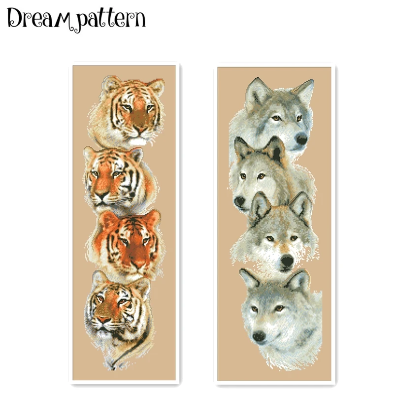 

Wolf pack cross stitch package animal tigers 18ct 14ct 11ct flaxen linen cotton thread embroidery DIY handmade needlework